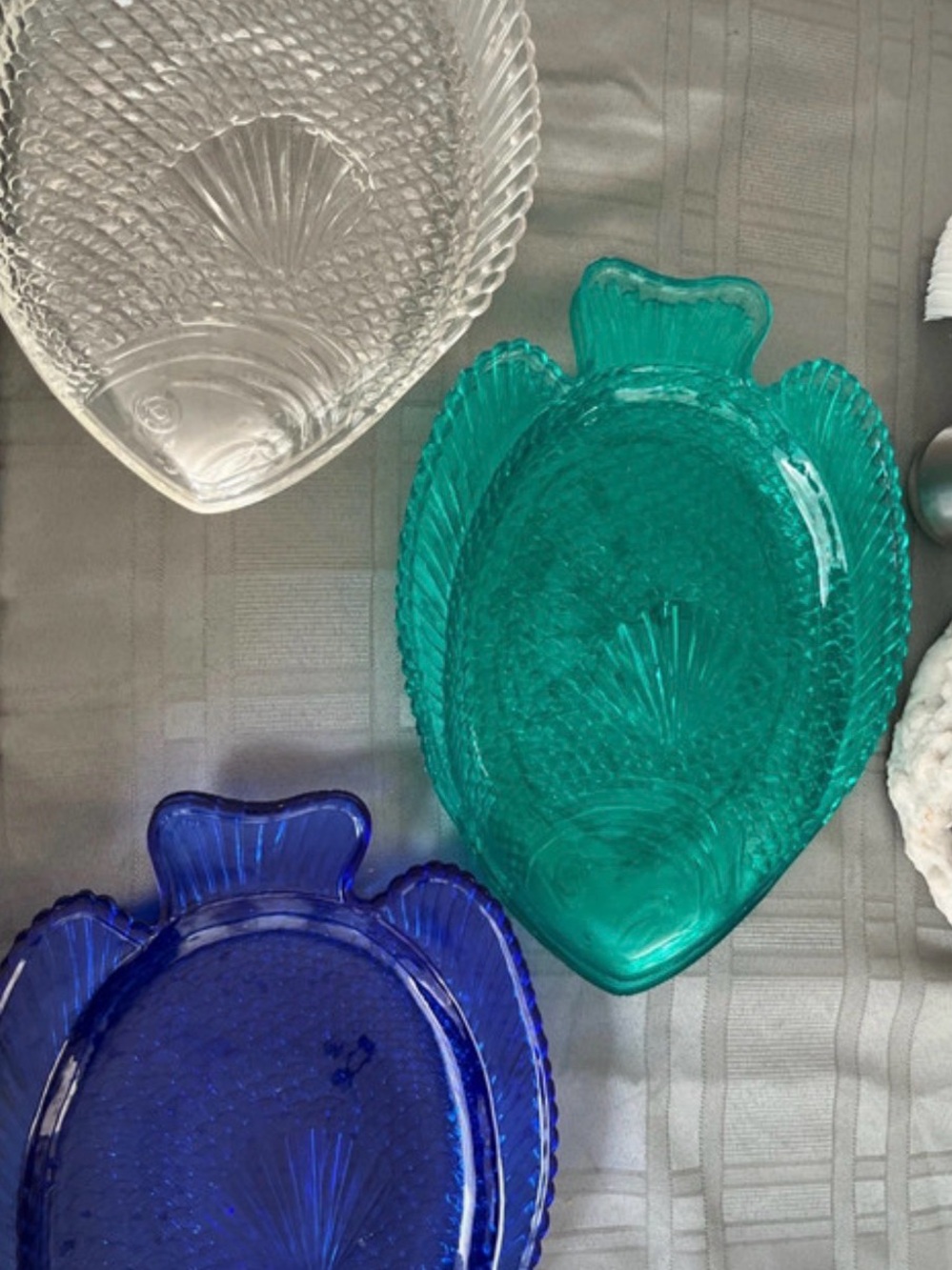 Plastic Fish-Shaped Serving Dish - Teal, Cobalt, Clear